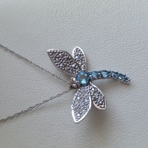 Dragonfly Necklace - topaz & diamonds